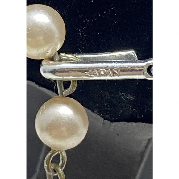 Heritage 50s Faux Pearl w/ Clear Divide Beads Necklace Double Strand 15" Grandma - Picture 4 of 5